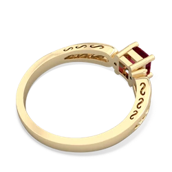 Lab Ruby Filligree Scroll Square 14K Yellow Gold ring R2430