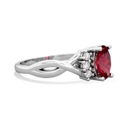 Lab Ruby Victorian Twist 14K White Gold ring R2497