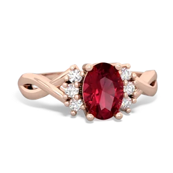 Lab Ruby Victorian Twist 14K Rose Gold ring R2497