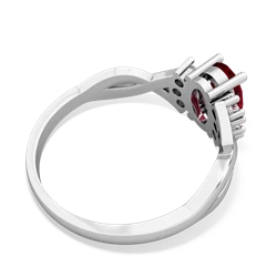 Lab Ruby Victorian Twist 14K White Gold ring R2497