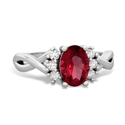 Lab Ruby Victorian Twist 14K White Gold ring R2497