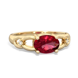 Lab Ruby Links 14K Yellow Gold ring R4032