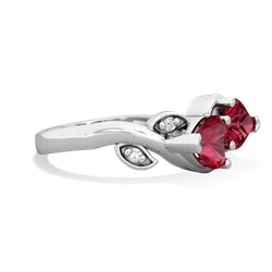 Lab Ruby Floral Elegance 14K White Gold ring R5790