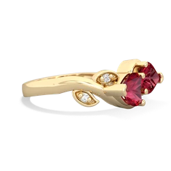 Lab Ruby Floral Elegance 14K Yellow Gold ring R5790