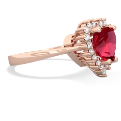 Lab Ruby Sparkling Halo Heart 14K Rose Gold ring R0391