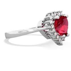 Lab Ruby Sparkling Halo Heart 14K White Gold ring R0391