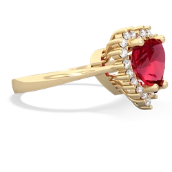 Lab Ruby Sparkling Halo Heart 14K Yellow Gold ring R0391