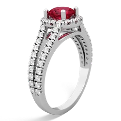 Lab Ruby Pave Halo 14K White Gold ring R5490