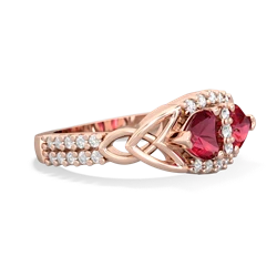 Lab Ruby Sparkling Celtic Knot 14K Rose Gold ring R2645