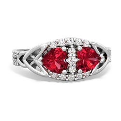 Lab Ruby Sparkling Celtic Knot 14K White Gold ring R2645