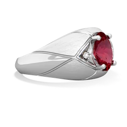 Lab Ruby Men's Crossroads 14K White Gold ring R0361