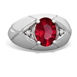 Lab Ruby Men's Crossroads 14K White Gold ring R0361