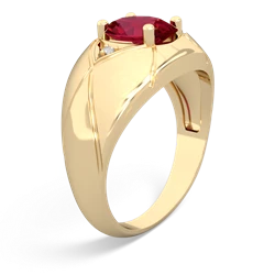 Lab Ruby Men's Crossroads 14K Yellow Gold ring R0361