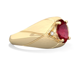 Lab Ruby Men's Crossroads 14K Yellow Gold ring R0361