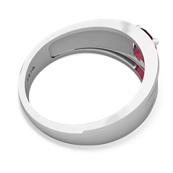 Lab Ruby Men's Two Lane 14K White Gold ring R0363