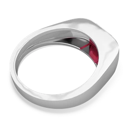 Lab Ruby Men's Emerald-Cut Bezel 14K White Gold ring R0410