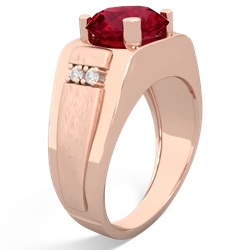 Lab Ruby Men's 9Mm Round 14K Rose Gold ring R1822