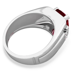 Lab Ruby Men's 9Mm Round 14K White Gold ring R1822