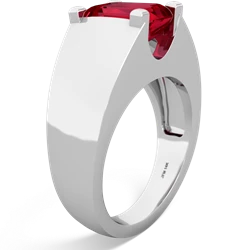 Lab Ruby Men's 14K White Gold ring R1836