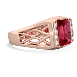 Lab Ruby Men's Vine 14K Rose Gold ring R0490