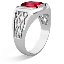 Lab Ruby Men's Vine 14K White Gold ring R0490