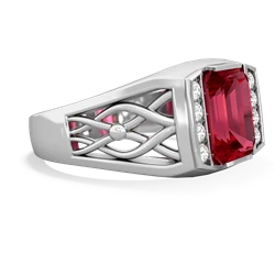 Lab Ruby Men's Vine 14K White Gold ring R0490