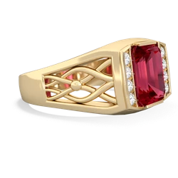 Lab Ruby Men's Vine 14K Yellow Gold ring R0490