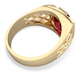 Lab Ruby Men's Vine 14K Yellow Gold ring R0490