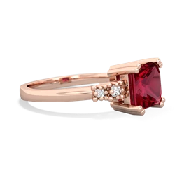 Lab Ruby Art Deco Princess 14K Rose Gold ring R2014