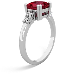 Lab Ruby Art Deco Princess 14K White Gold ring R2014