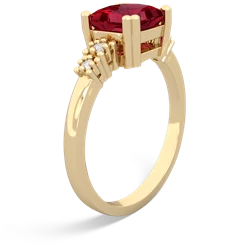 Lab Ruby Art Deco Princess 14K Yellow Gold ring R2014