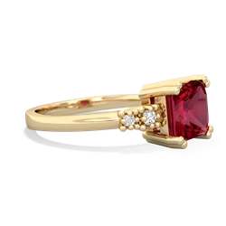 Lab Ruby Art Deco Princess 14K Yellow Gold ring R2014