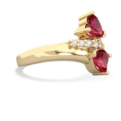 Lab Ruby Heart To Heart 14K Yellow Gold ring R2064