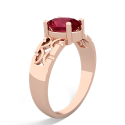 Lab Ruby Art Deco Filigree 14K Rose Gold ring R2322