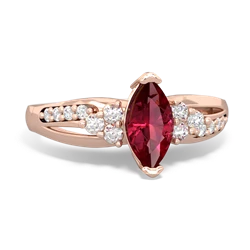 Lab Ruby Royal Marquise 14K Rose Gold ring R2343