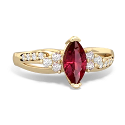 Lab Ruby Royal Marquise 14K Yellow Gold ring R2343