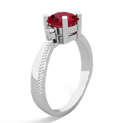 Lab Ruby Cushion Rope 14K White Gold ring R2484