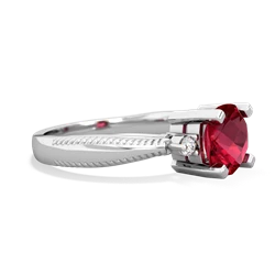 Lab Ruby Cushion Rope 14K White Gold ring R2484