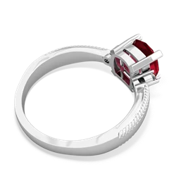 Lab Ruby Cushion Rope 14K White Gold ring R2484