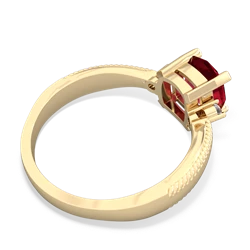 Lab Ruby Cushion Rope 14K Yellow Gold ring R2484