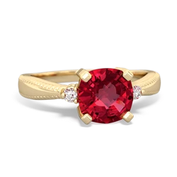 Lab Ruby Cushion Rope 14K Yellow Gold ring R2484