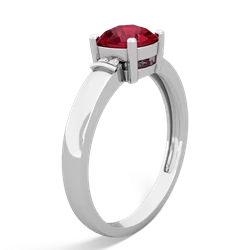 Lab Ruby Simply Elegant Cushion 14K White Gold ring R2489