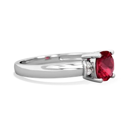 Lab Ruby Simply Elegant Cushion 14K White Gold ring R2489