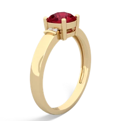 Lab Ruby Simply Elegant Cushion 14K Yellow Gold ring R2489