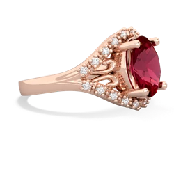 Lab Ruby Antique Style Cocktail 14K Rose Gold ring R2564