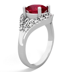 Lab Ruby Antique Style Cocktail 14K White Gold ring R2564