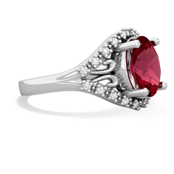 Lab Ruby Antique Style Cocktail 14K White Gold ring R2564