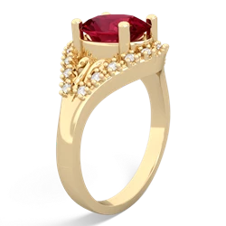 Lab Ruby Antique Style Cocktail 14K Yellow Gold ring R2564