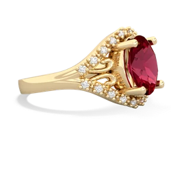 Lab Ruby Antique Style Cocktail 14K Yellow Gold ring R2564