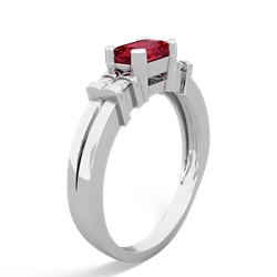 Lab Ruby Art Deco East-West 14K White Gold ring R2590